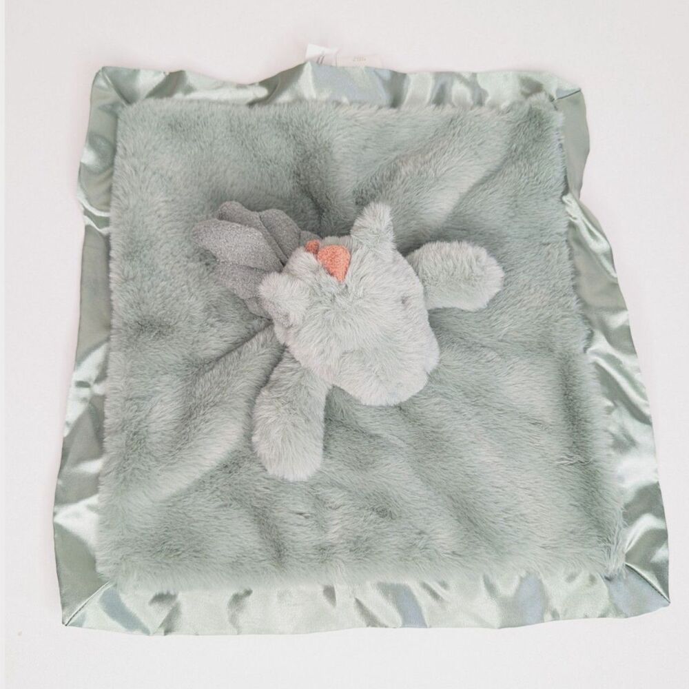 Cloud Island Dragon Lovey Security Blanket 14" Square Green Soft Satin